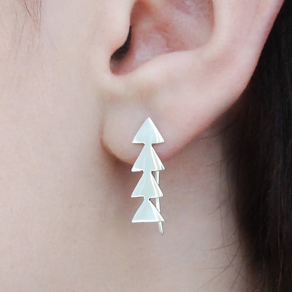 2/$20! Silver Mini Arrow Ear Crawler Earrings - Picture 4 of 8